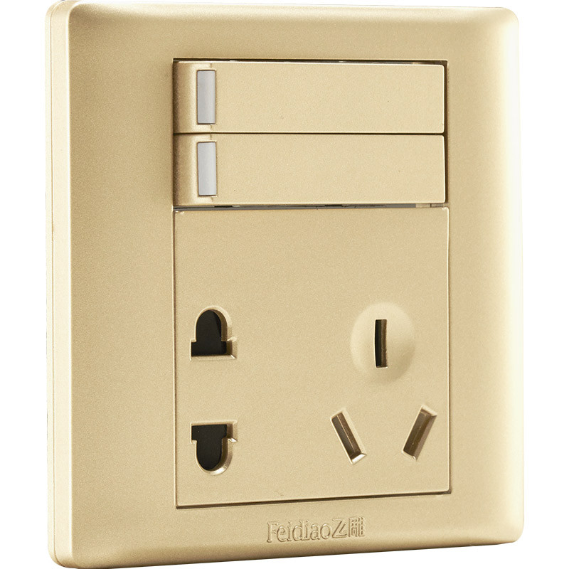 飞雕(feidiao)开关插座面板 五孔插座带双开单控单联电源墙壁开关 86