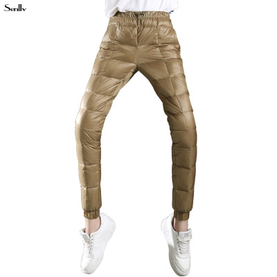 冬季新款户外休闲羽绒裤女外穿小脚加厚大码双面保暖羽绒女裤