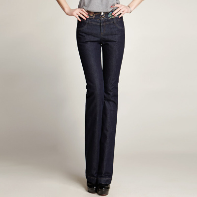 女裤新款冬加厚羽绒裤女外穿大码显瘦可拆微喇牛仔棉裤B1蓝色