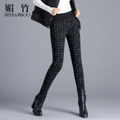 外穿显瘦冬季加厚保暖白鸭绒印花格子裤女士羽绒裤彩色格子