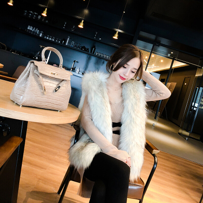 旗下秋冬新款气质名媛仿水貂毛短款渐变皮草毛毛背心外套女 图片色 均码