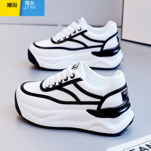 聚范厚底小白鞋女韩版2023年秋季新款运动老爹鞋学生百搭网面板鞋
