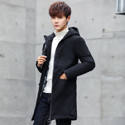 2017冬季新款男士棉衣修身加厚棉袄中长款韩版潮流棉服保暖外套男