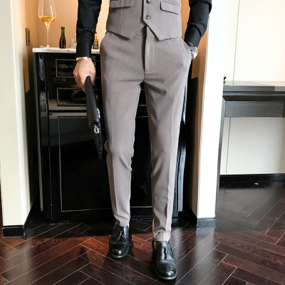 秋冬男士修身小脚西装裤韩版商务时尚西裤绅士休闲纯色长裤男