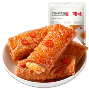 百草味(BE&CHEERY)竹笋素肉卷185g豆腐干香辣味素食豆皮小吃豆制食品休闲零食