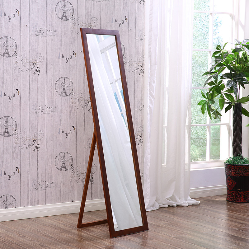 进口新西兰松木穿衣镜落地镜试衣镜壁挂支架镜实木镜全身镜支架镜