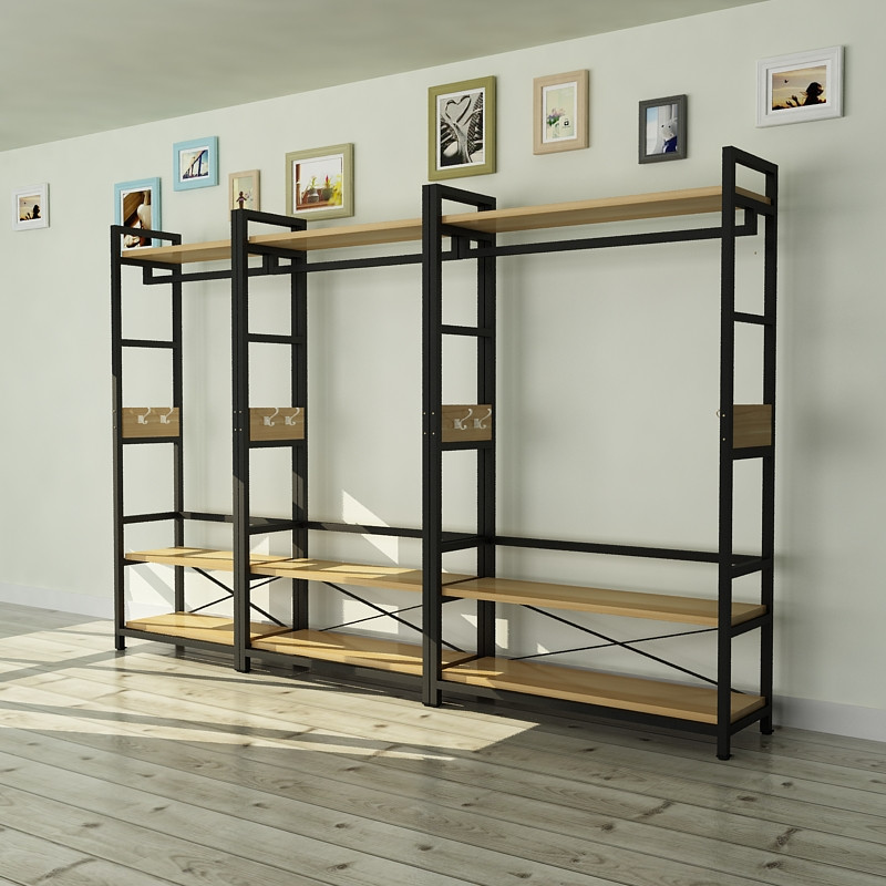 钢木衣柜简易加固收纳衣橱落地现代简约铁艺衣柜经济型组合实木质