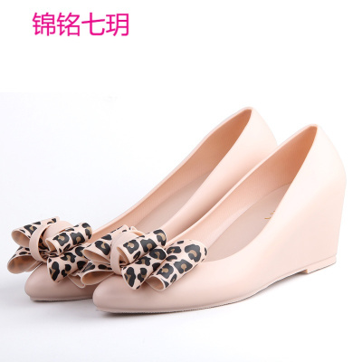 锦铭七玥厂水鞋四季鞋工作鞋女士雨鞋低筒蝴蝶结坡跟鞋雨靴