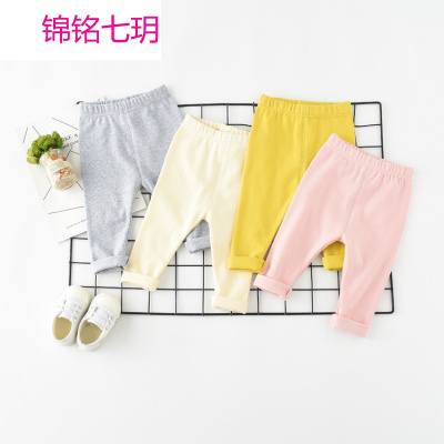锦铭七玥2018春季新款婴童装韩版纯棉女童弹力打底裤宝宝婴儿裤长裤