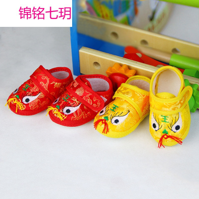 锦铭七玥新生儿丝绸缎老虎头鞋宝宝鞋婴儿鞋防滑学步鞋缎子鞋厂家直销