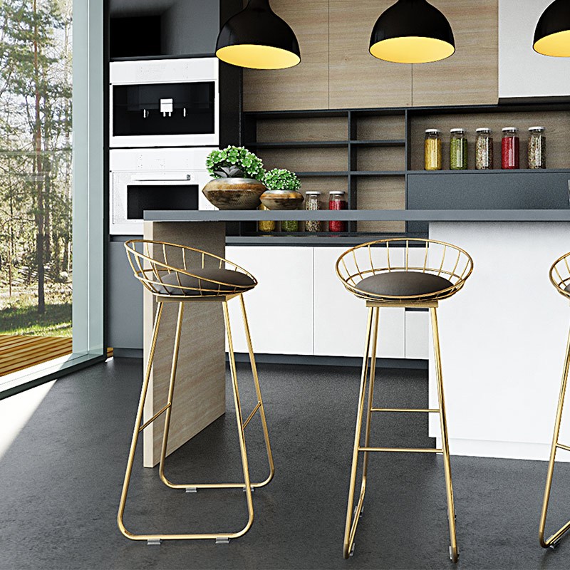 里伍北欧简约镂空靠背吧台椅咖啡厅甜品店休闲高脚凳子餐厅椅子