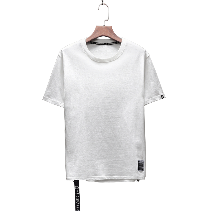 二更 纯色短袖t恤男士宽松绣标体恤上衣服潮流男装