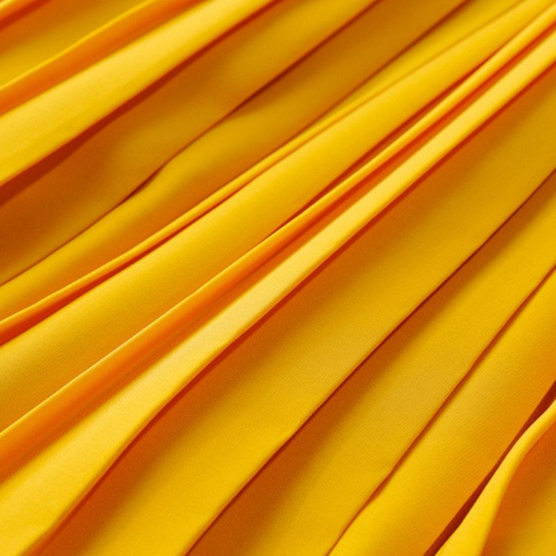 密瓜森林复古文艺风明亮黄色 丝绒领结撞色 百褶长袖中长款连衣裙