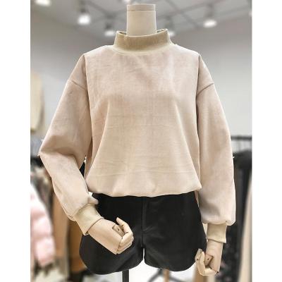 新款式大码女装胖妹妹胖MM套装女半高领打底加绒卫衣高腰阔腿PU皮短裤-定制款