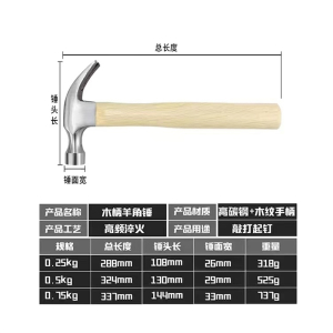 家用一体锤子铁锤榔头拔钉羊角锤锻造大号木工小号锒头