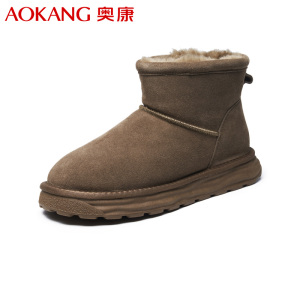 奥康(Aokang)男士雪地靴冬季新款加绒保暖防滑厚底短筒靴北方户外加厚棉鞋