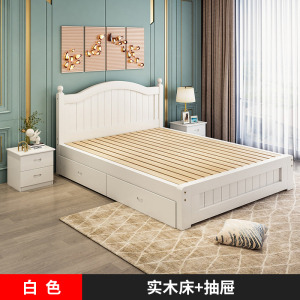 床双人床实木床1.5米现代简约欧式双人床主卧1.8家用经济出租房木床单人床511