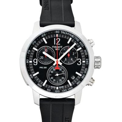 天梭(TISSOT)PRC 200 计时码表橡胶黑色表盘 经典时尚石英手表