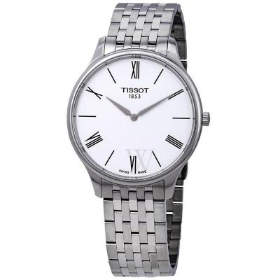 天梭(TISSOT)Tradition 5.5 Stainless Steel 传统不锈钢白色表盘经典时尚石英手表