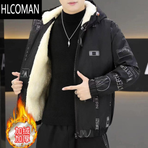 HLCOMAN冬季加厚棉衣男士连帽加绒夹克男外套学生上衣韩版p暖装衣服