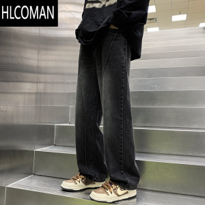 HLCOMAN男士牛仔裤款2023年新款宽松直筒美式高街潮牌早秋季裤子