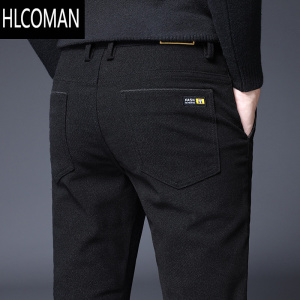 HLCOMAN男裤子2023新款款男式西裤冬季加绒加厚直筒男士休闲长裤男款