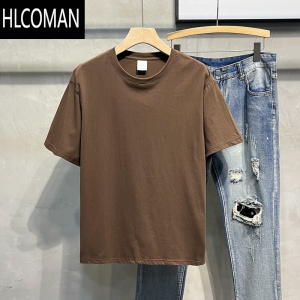 HLCOMAN美式短袖t恤男宽松舒适透气夏季新款纯色半袖圆领打底衫