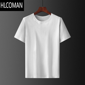 HLCOMAN4件装 男士短袖t恤纯白男装上衣服T桖体恤潮流夏季白色打底衫