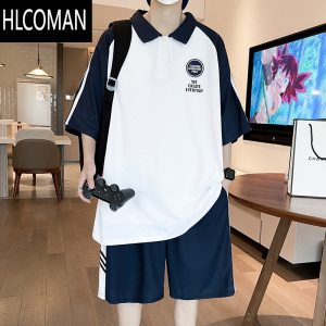 HLCOMAN夏季短袖t恤男孩12-15岁青少年初中学生衫13大童运动休闲套装
