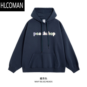 HLCOMANPeach Shop 2024新款字母简约连帽卫衣时尚休闲男女套头外套