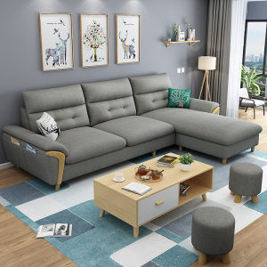 北欧闪电客布艺沙发小户型客厅整装现代简约三人位组合经济型乳胶布沙发