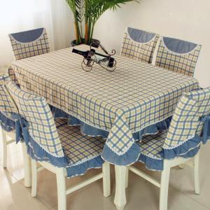 家柏饰(CORATED)茶几桌布布艺长方形棉麻北欧格子餐桌布椅垫餐椅套装家用椅子套罩