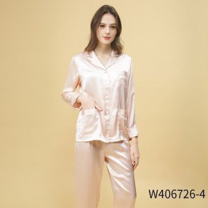 美帮汇100真丝长袖真丝厚睡衣套装女桑蚕丝两件套色春夏套装