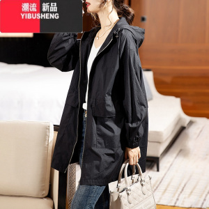 YIBUSHENG风衣女春季2023年新款今年流行的漂亮小个子中长外套大衣