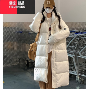 YIBUSHENG高级感红色羽绒服女冬季2023新款韩版长款过膝面包服反季加厚外套