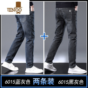 YANXU牛仔裤2023夏季新款男秋季薄款修身直筒宽松商务潮牌简约弹力新塘