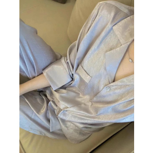 SHANCHAO法式高级感睡衣女夏款冰丝薄款家居服2023年新款气质长袖长裤套装