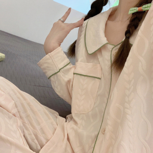 SHANCHAO紫色睡衣女2023年新款休闲简约夏季少女感长袖棉质家居服套装