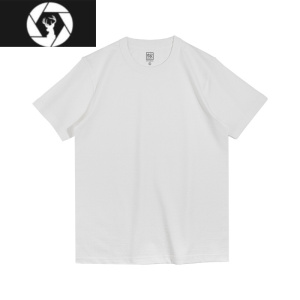 HongZun小圆领口t恤男短袖美式白色厚不透三本针300g打底衫正肩