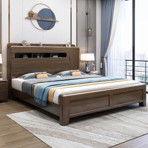 兰秀家居 全实木床金丝檀木1.8米双人大床主卧婚床现代简约北欧1.5米新中式轻奢储物床