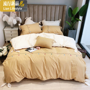 韩式床上用品四件套棉棉被套床单女公主风少女三件套被单春季 三维工匠
