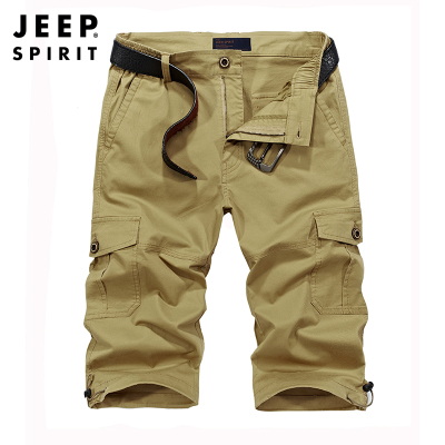 JEEPSPIRIT吉普男装休闲七分裤男士夏装舒适棉透气休闲中裤工装多袋裤