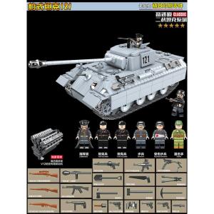 兼容乐高坦克二战军事德国履带式装甲车高难度拼装积木玩具男孩子
