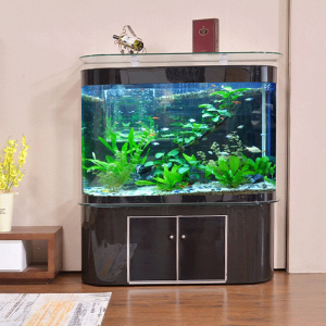 鱼缸水族箱免换水欧式双圆形玻璃缸生态造景家用客厅金鱼缸办公室中大型落地锦鲤缸