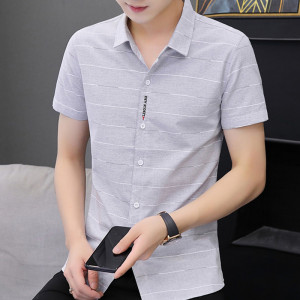 SUNTEK短袖衬衫男士夏季修身帅气青年商务休闲短衫薄款夏装韩版潮流衣服衬衫