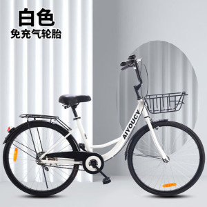 免充气实心胎轻便学生通勤复古自行车24 26寸