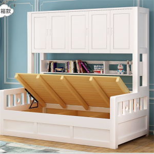 儿童衣柜床榻榻米带衣帽间实木带柜子多功能组合小户型床柜一体床