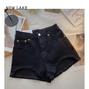 NEW LAKE牛仔短裤女夏季2024年新款韩版时尚个性显瘦小性感高腰阔腿热裤子