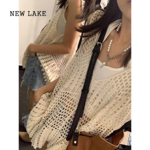 NEW LAKE波西米亚罩衫镂空吊带背心女外搭夏季设计感小众外穿无袖坎肩上衣