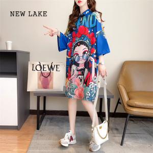NEW LAKE时尚中国风改良旗袍连衣裙女夏季大码宽松设计感小众洋气裙子